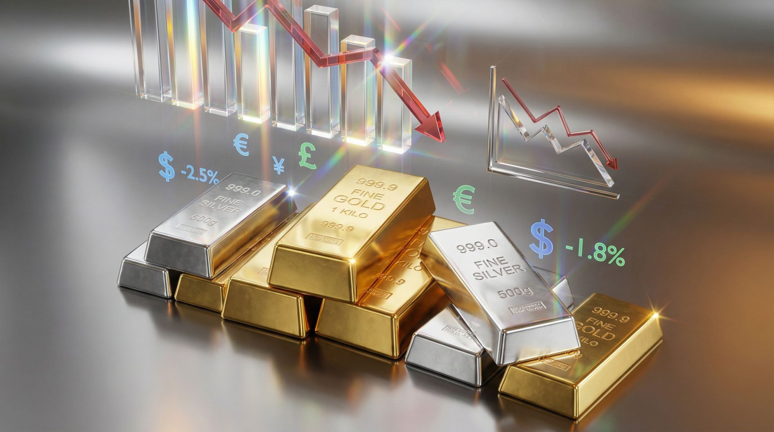 Gold and silver prices decline after market correction